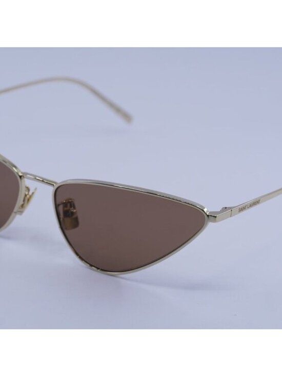 Saint Laurent SL487 003 Sunglasses Gold Cat Eye Frame, Brown Lenses main image 8